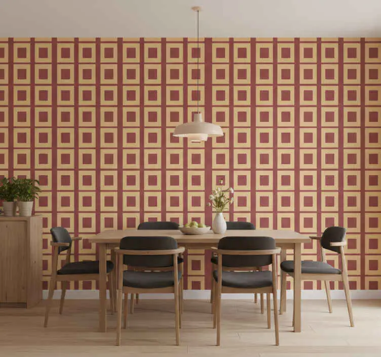 Tapet matsal geometriska rutor Lågt pris