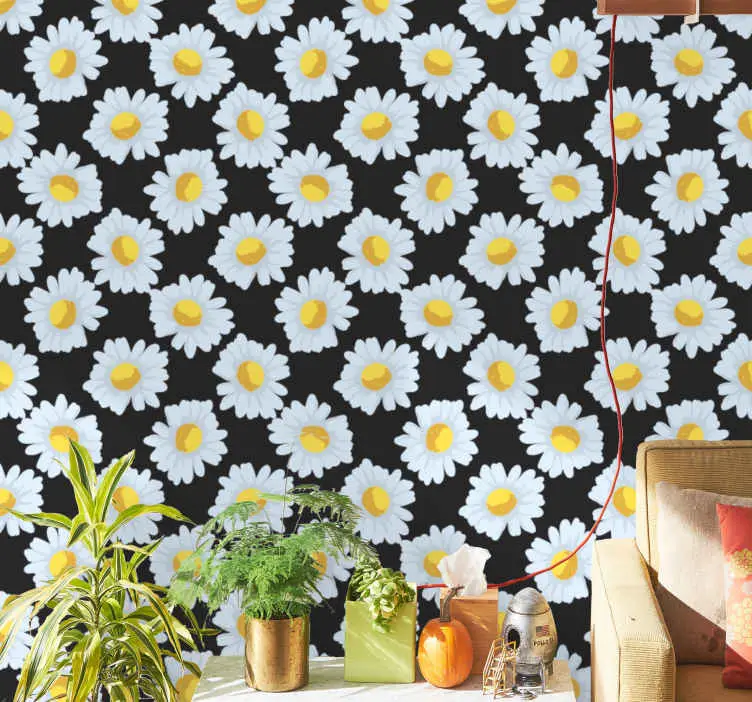 Svart tusensköna blommar Tapet blommor Expressleverans