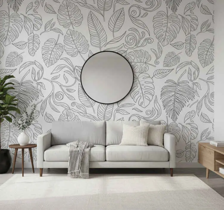 Modern tapet botanisk svart och vit Kampanj