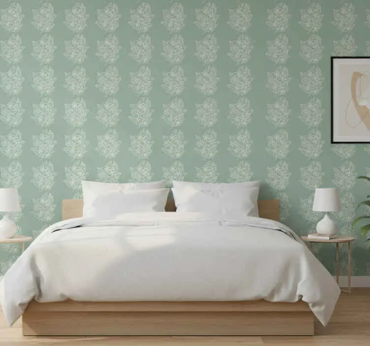 Köp online Tapet blommor grön minimalistisk fin blomma