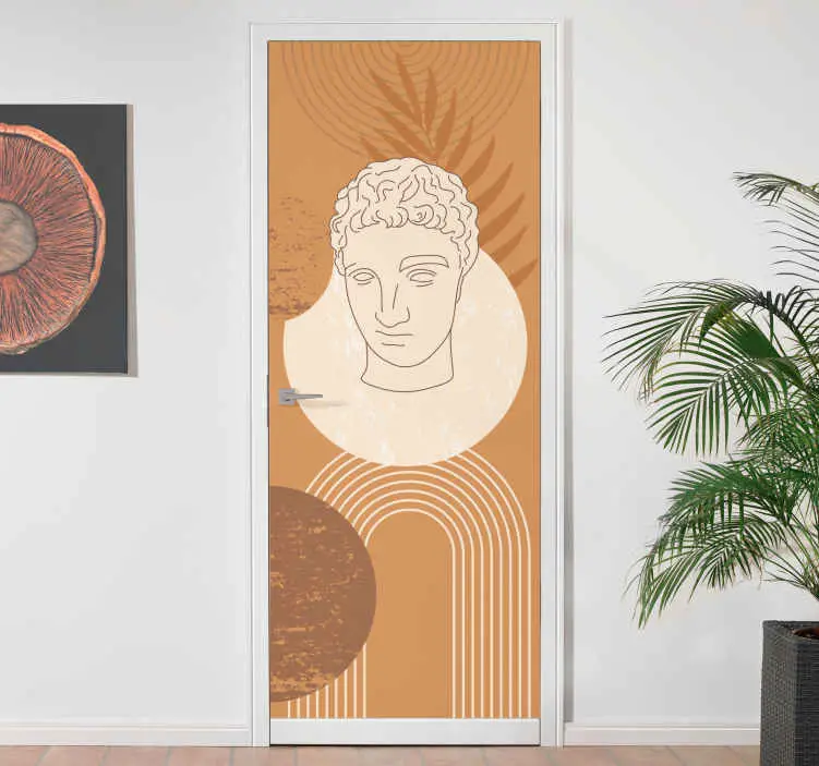 Premium Minimal antik skulptur av hermes glasdörrdekal