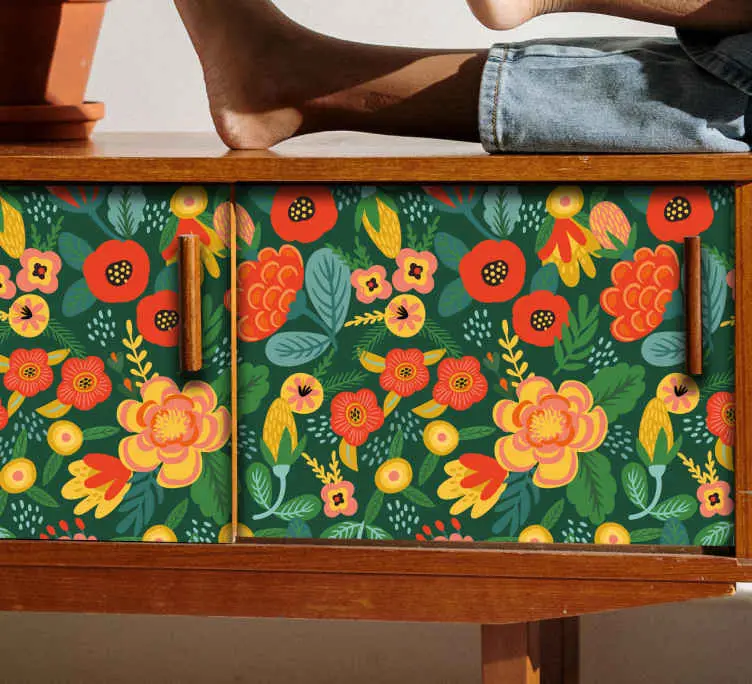 Röda och gula stora blommor dekaler för möbler Kundfavorit