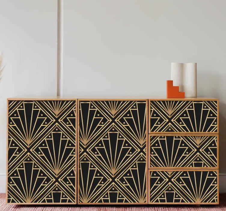 Reapris Gyllene och svarta deco kvadratiska mönster dekaler för möbler