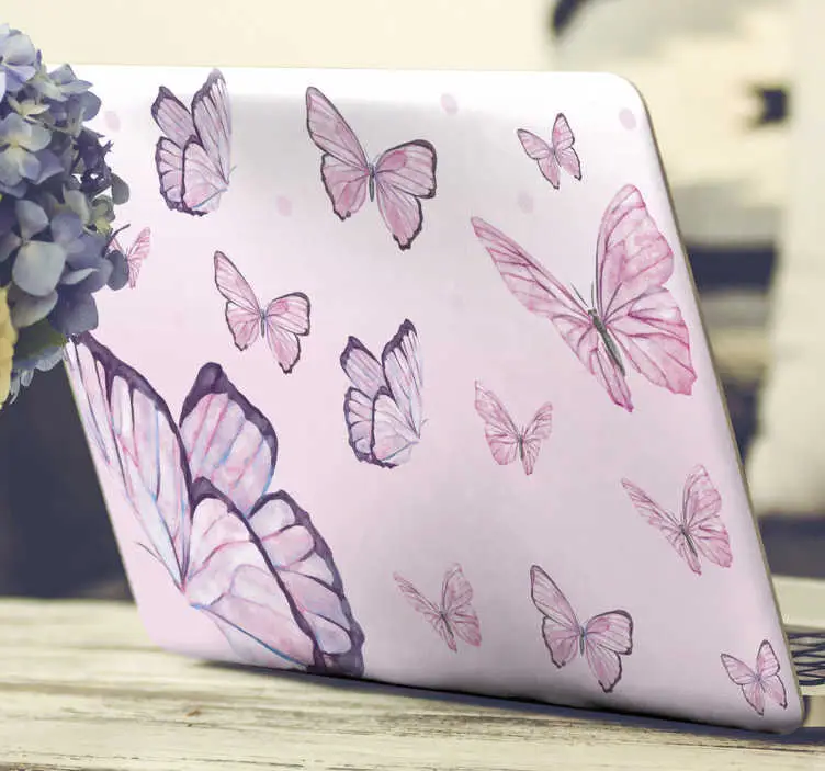 Lila fjärilar laptop hud Endast idag