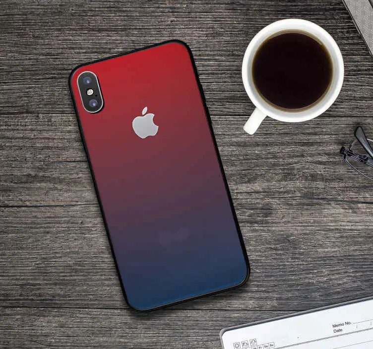 Blå och röd lutningsfärger iphone-dekal Billig