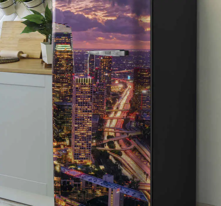 Trygg betalning Los angeles skyline kylskåp dekaler