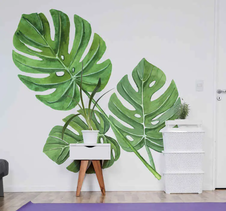 Monstera akvarell lämnar växt väggdekal Sista chansen