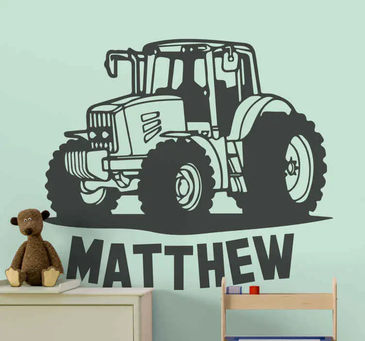 Endast idag Silhuett av traktor med namn leksak dekal