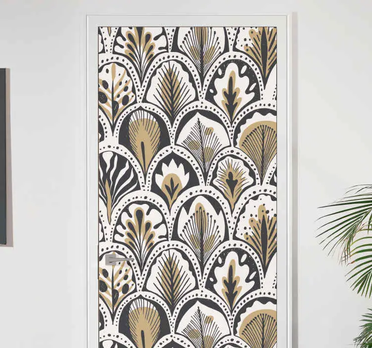 Rabatt Art deco fläktmönster glasdörrdekal