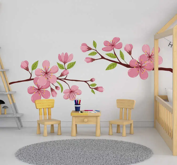 Blommig vårblomma väggdekal Reapris