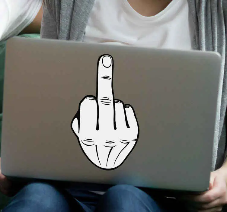 Endast idag Långfinger vit bärbar dator hud dekal