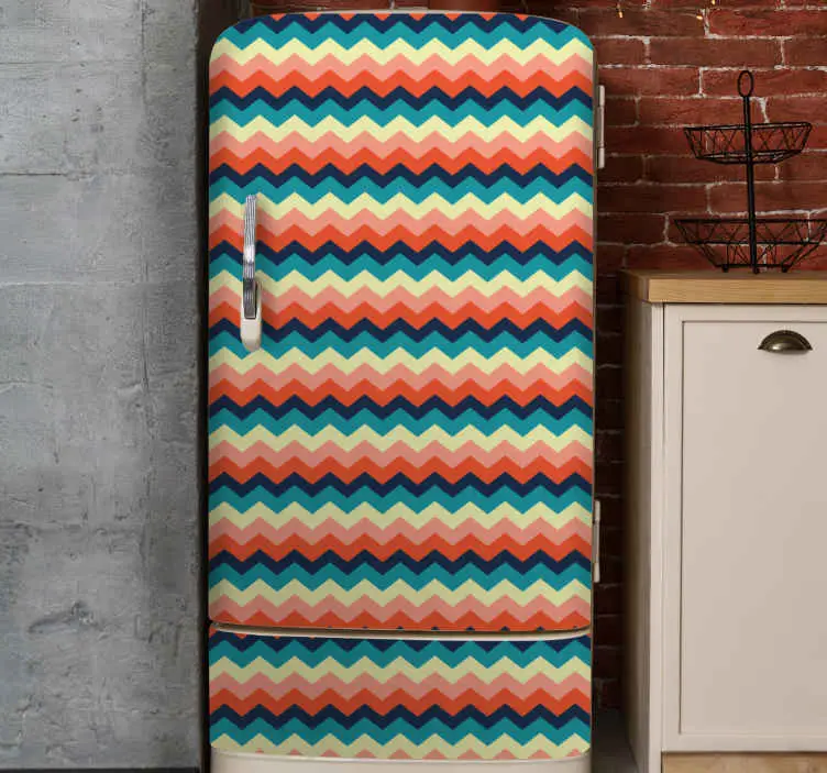 Flerfärgad sicksack design kylskåp dekal Endast idag