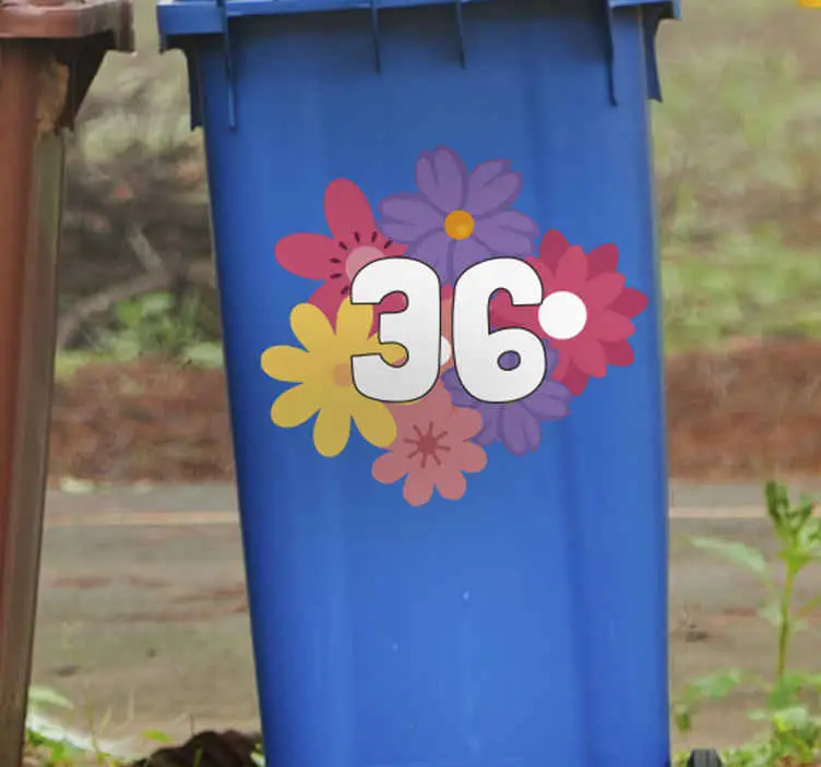 Personligt antal blommor behållare dekal Reapris