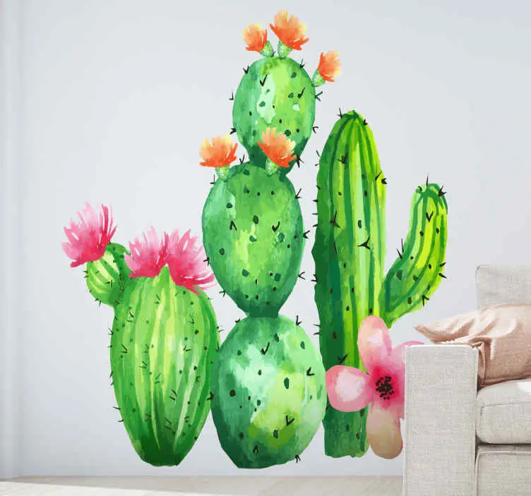 Lägg i varukorgen Blommande väggdekal med stor kaktusblomma