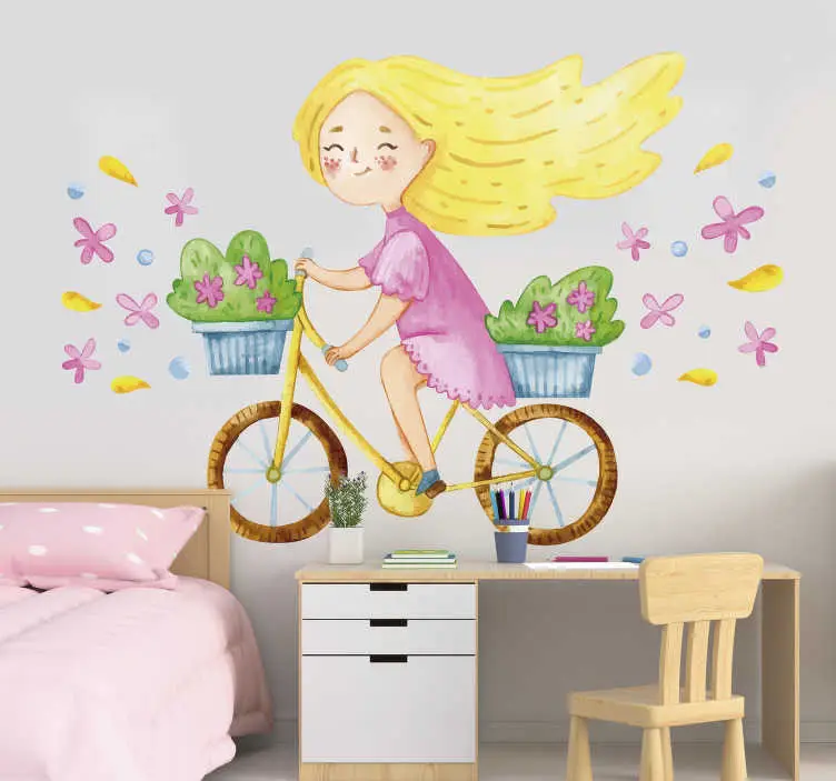 Billig Vårblomma cykel illustration väggkonst