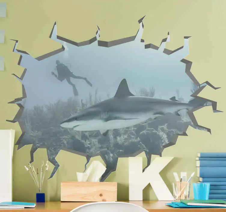 Haj trompe l'oeil fisk dekal Kundfavorit