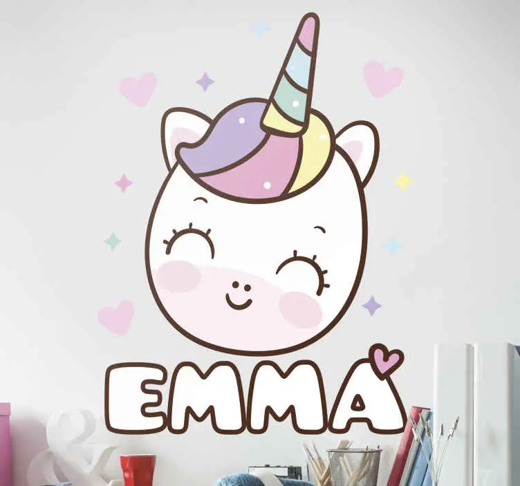 Expressleverans Unicorn med namnet saga väggdekal