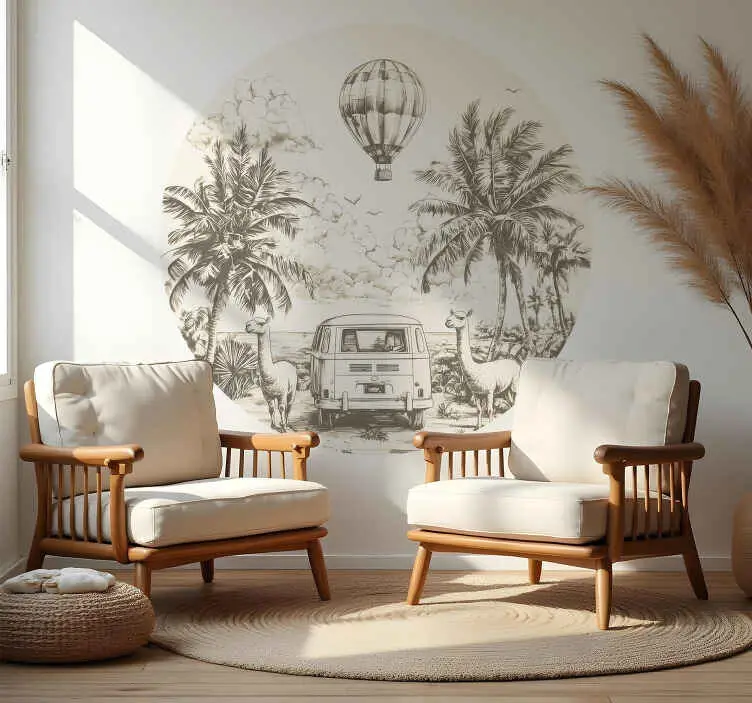 Rabatt Tropisk lama ballong scen wallsticker