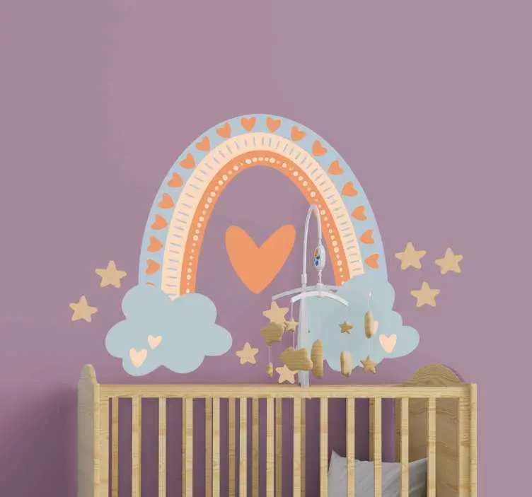 Pastellfärger regnbåge illustration väggkonst risnedsättning