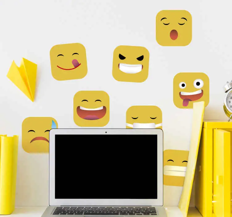 Sociala medier emojis tonåringar rum väggdekal Populärt val