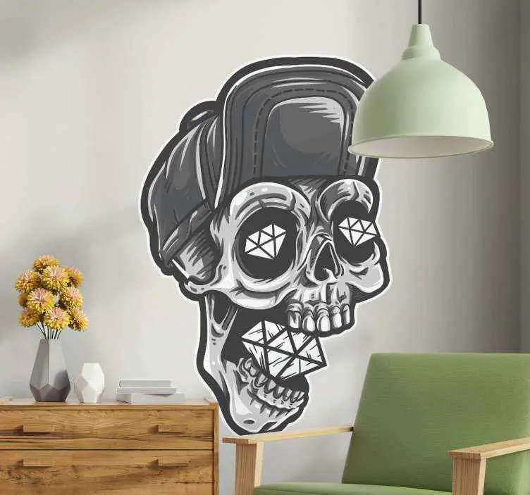 Säker betalning Skeletthuvud i en diamant halloween väggdekal