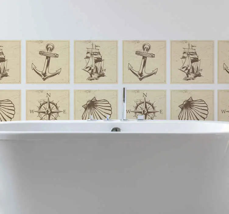Premium Havet objekt kakel överföring dekal