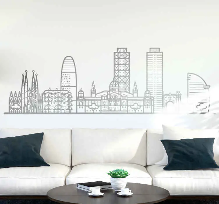 Monocolor barcelona byggnader skyline dekal Trygg betalning