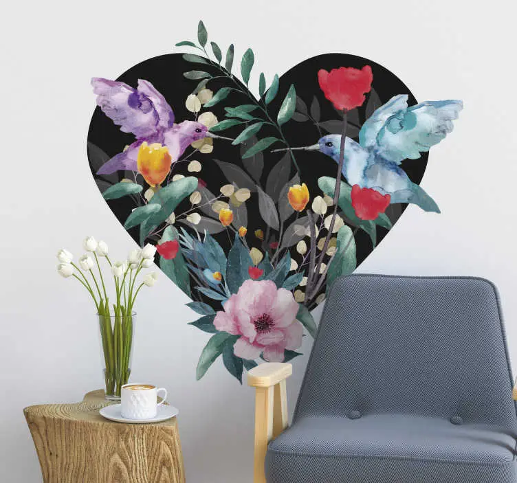 Premium Vårblomma fågel blommig väggdekor