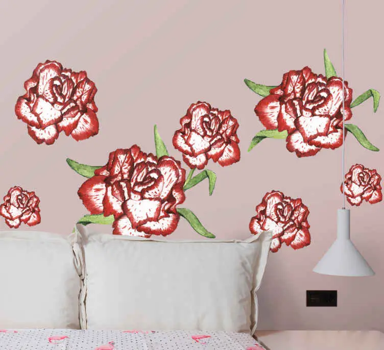 Bästa pris Röda nejlikor blommar väggdekor