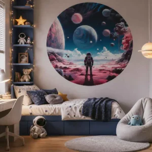Yttre rymden klistermärke rosa nebulaforskare Premium