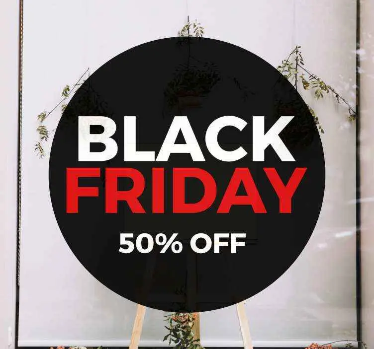 Rea Svart fredag 50% rabatt på fönsterdekal