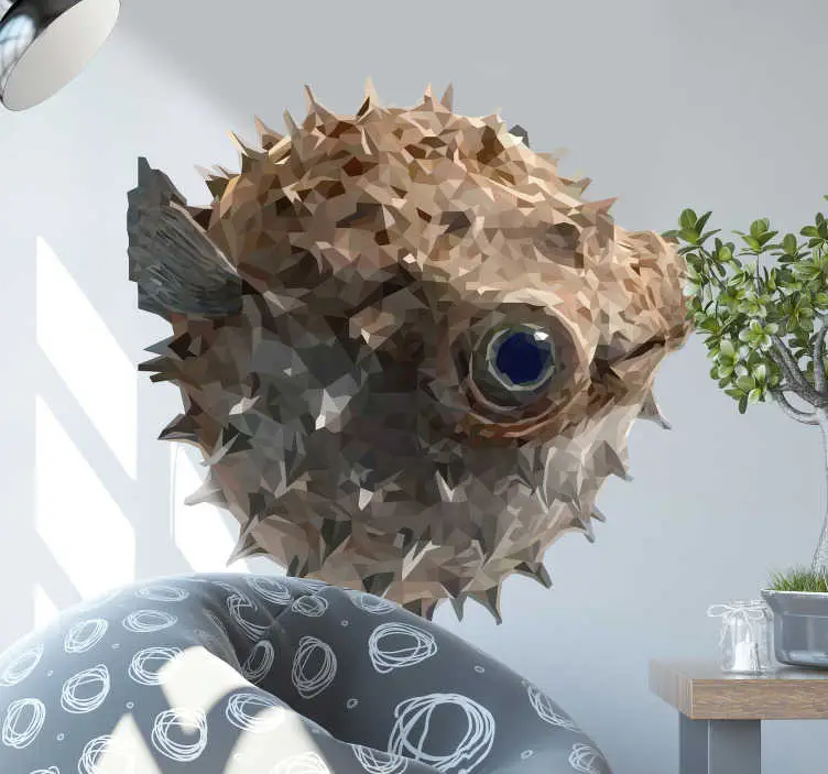 Polygonal ritning puffer fisk väggdekal Reapris