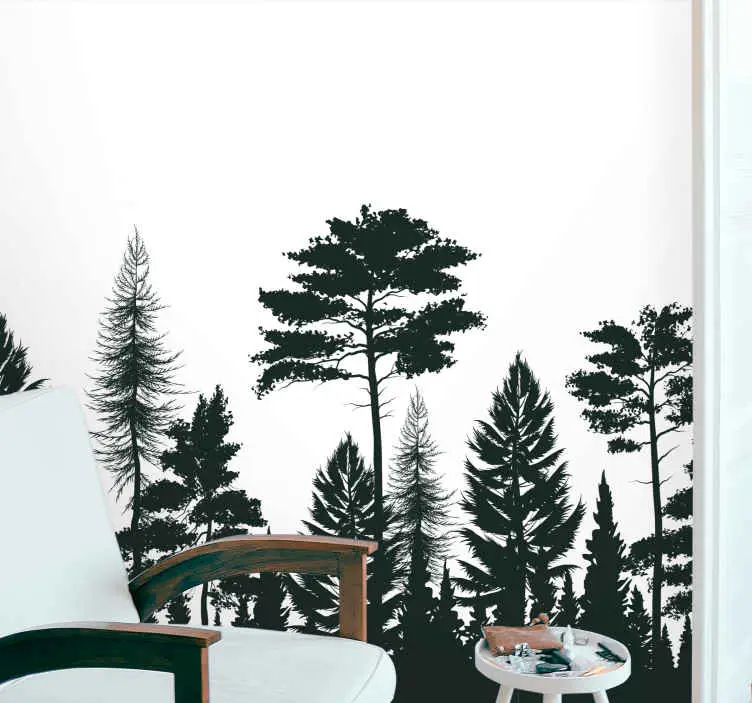 Tallar siluett skog fototapeta tapeter risnedsättning