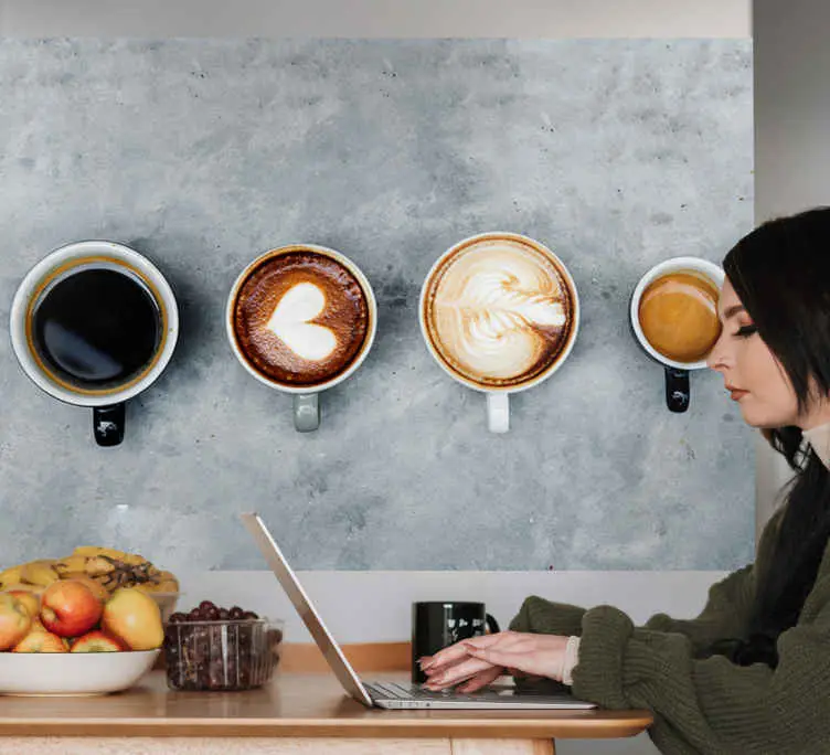 Fyra olika fototapeter för kaffe Trygg betalning