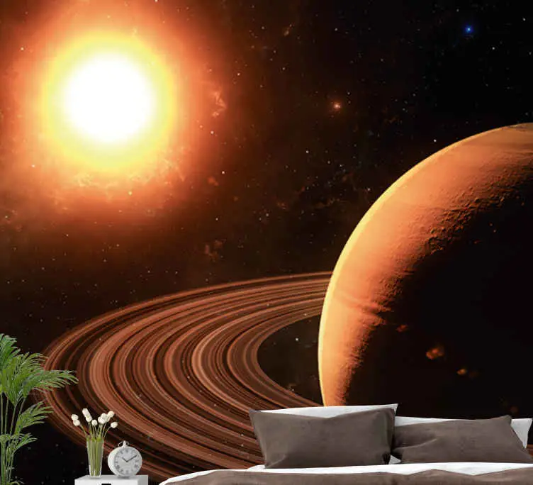 3d yttre rymden och saturn 3d fototapeta tapet Nedsatt pris
