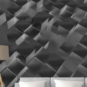 3d matt svart kakel mönster fototapeta tapet Billig