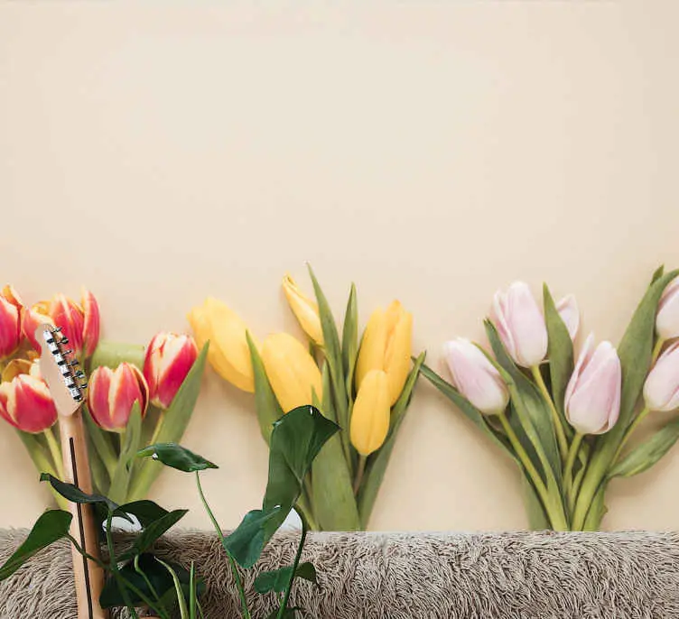 risnedsättning Fototapeter blommor färgglada tulpanarrangemang