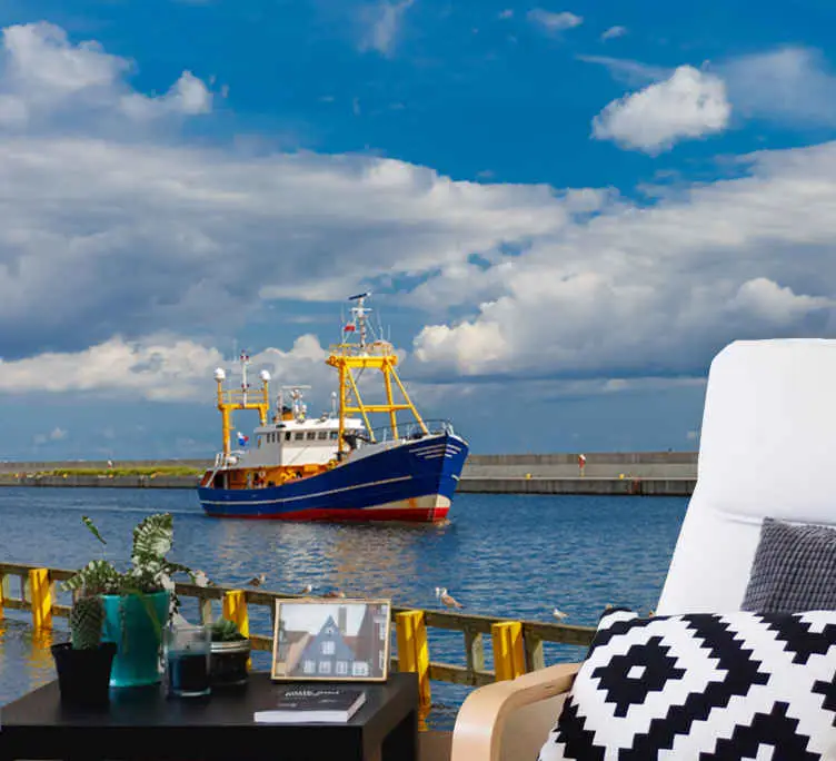Beställ idag Fiskebåtshamn Fototapeter Hav