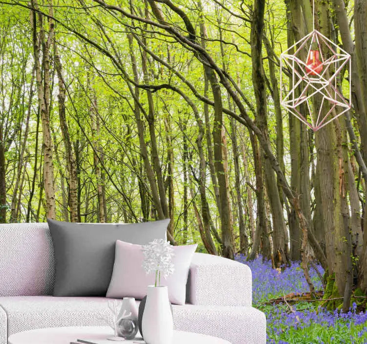 Blåklocka blommor i skog natur fototapeter Fynd