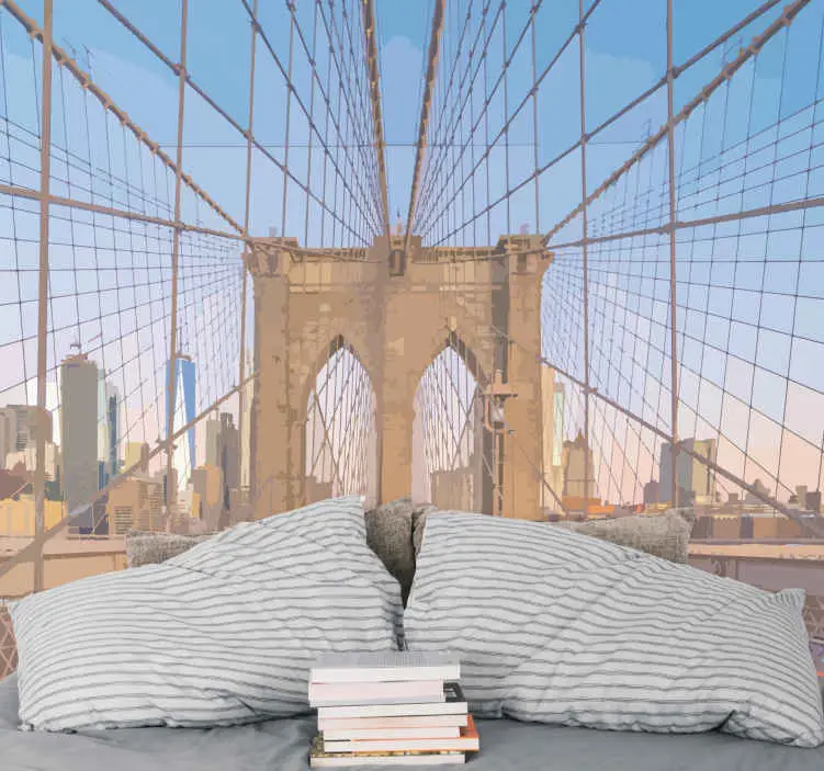 Fynd Brooklyn bridge top perspektivvy 3d fototapeta tapeter