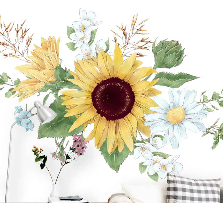 Billigare Solrosor och tusensköna blommor tapeter