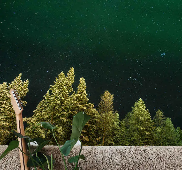 Korridor av ljusgröna träd skog fototapeta tapet Kampanj