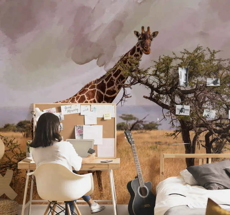 Giraffer och träd fototapeta tapet Utförsäljning