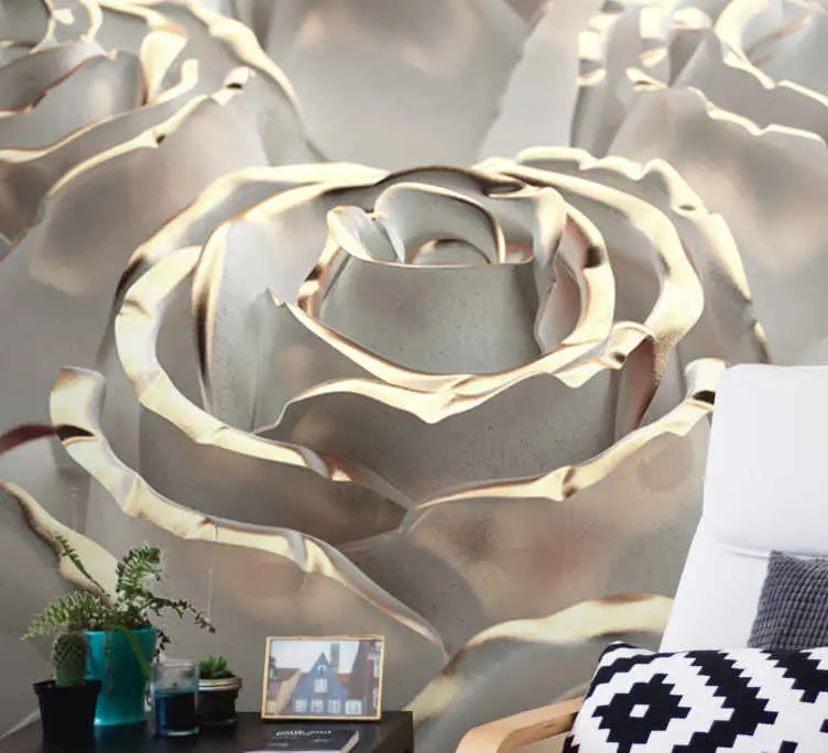 Vitt blommönster 3d fototapeta tapet Fynd