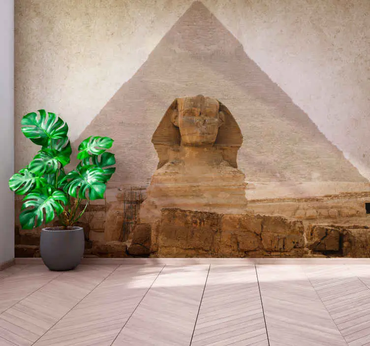 Sfinx av giza bredvid pyramiderna fototapeta öken Kundfavorit