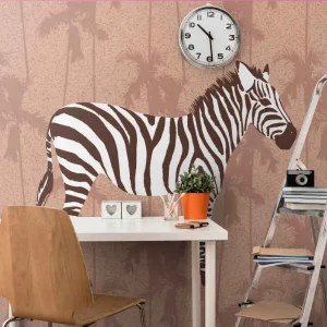 Zebra och palmer brun fototapet tapet Endast idag