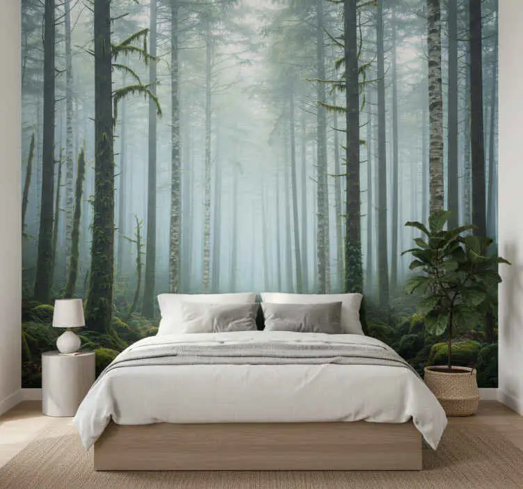 Fototapeter skogar atmosfärisk dimma mural Handla nu
