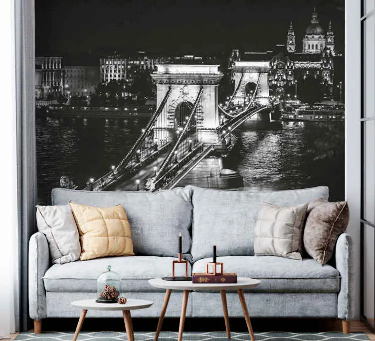 Säker betalning Fototapeter städer och länder chain bridge natt